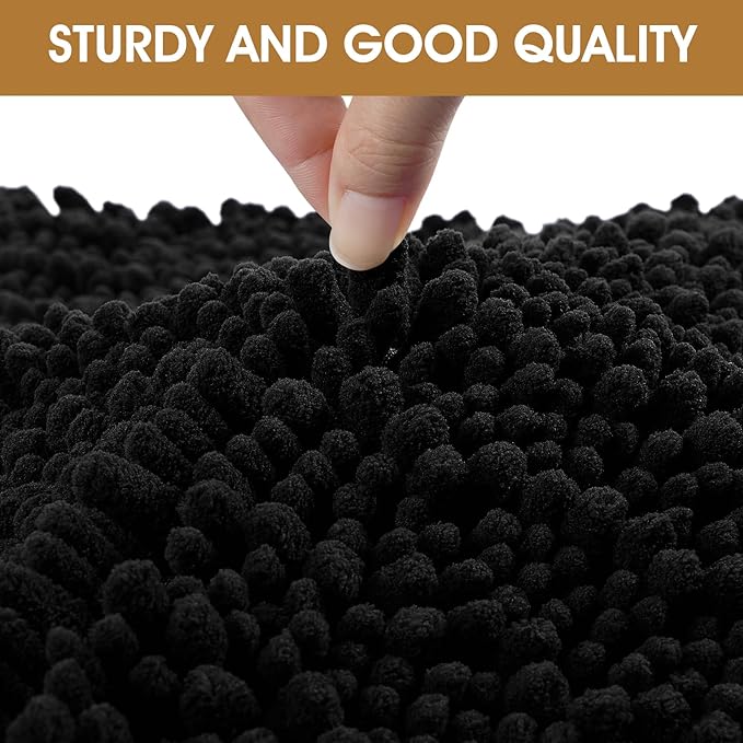 IM HOME Dog Door Mats for Muddy Paws, 36" X 24" Chenille Absorbent Doormat, Non Slip Heavy Dog Rugs for Muddy Paws, Soft Indoor Door Mat for Entryway, Mud Paw, Inside Floor, Black