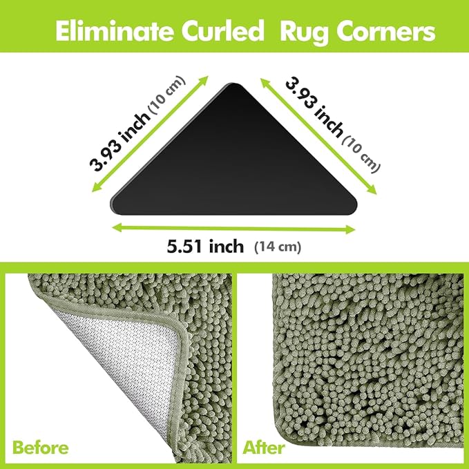 [12PCS] Non Slip Rug Grippers, Rug Pads Grippers, for Hardwood Floors and Tile,Easily Peel Off (Black)