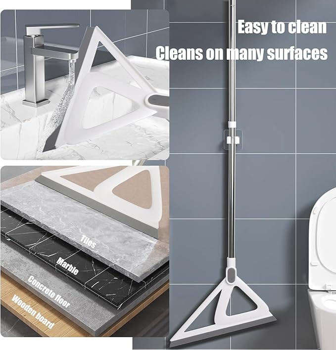 XXFLOWER Multifunction Silicone Broom，Squeegee Broom Sweeping Water and Pet Hair，Rubber Magic Broom Sweeper for Floor Bathroom Kitchen Shower，Rugs，Glass Windows（White）
