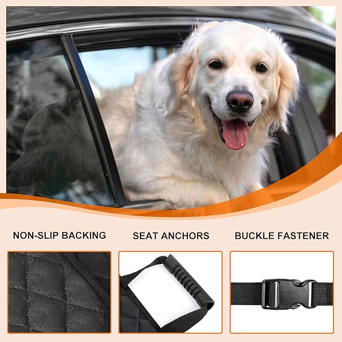 NECKORY Dog Car Seat Cover, Front Dog Car Seat Cover Nonslip Scratch-Proof Waterproof Pets Car Seat Covers SUV, Trucks, Sedans Car Seat Protector for Dogs - M, Black