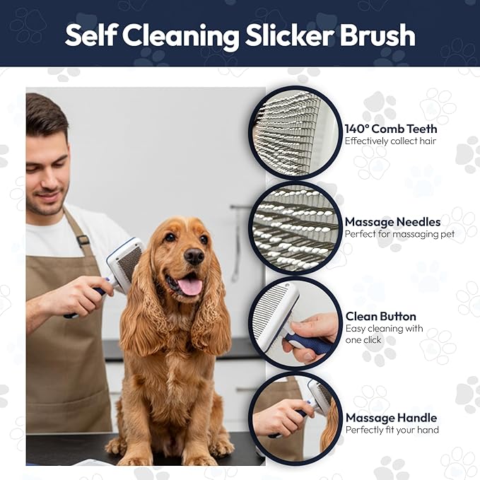 BPG Pet Grooming Tools for Dogs & Cats- 3 Piece Dog Grooming Kit, Slicker Brush, Bath Brush And Undercoat Rake- Non-Slip Easy To Use Deshedding Tools For All Coat Types- Brooklyn Pet Gear
