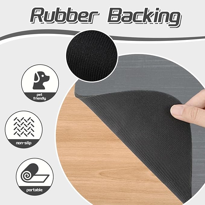 Le courant Dog Cat Feeding Mat,Water Absorbent, Non Slip Placemat for Pets Bowl and Water,100% Waterproof Feeding Mats for Multiple Breeds.Grey.Bone Printing