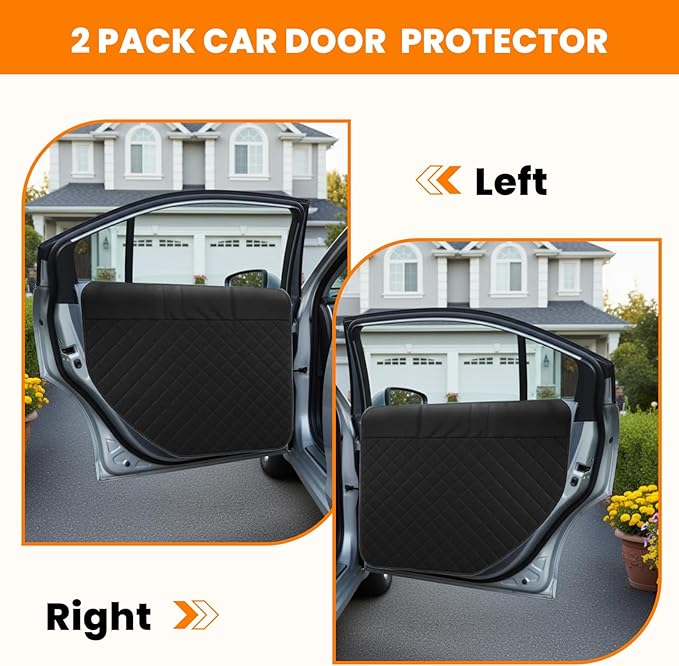 WODHMIEY Dog Car Door Protector, 20% Larger Coverage Vehicle Door Cover,Car Door Guard Mat, Pet Door Panel Protector for SUVs Pickup Trucks, Protects Doors from Dog Scratching (Black)