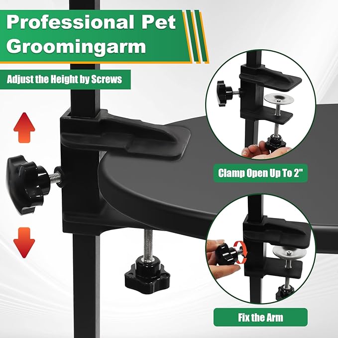 Ligefoy Dog Grooming arm with Restraint Loops, Adjustable Height(18.1"~30.7"),for Medium & Small Pets Bathing & Grooming