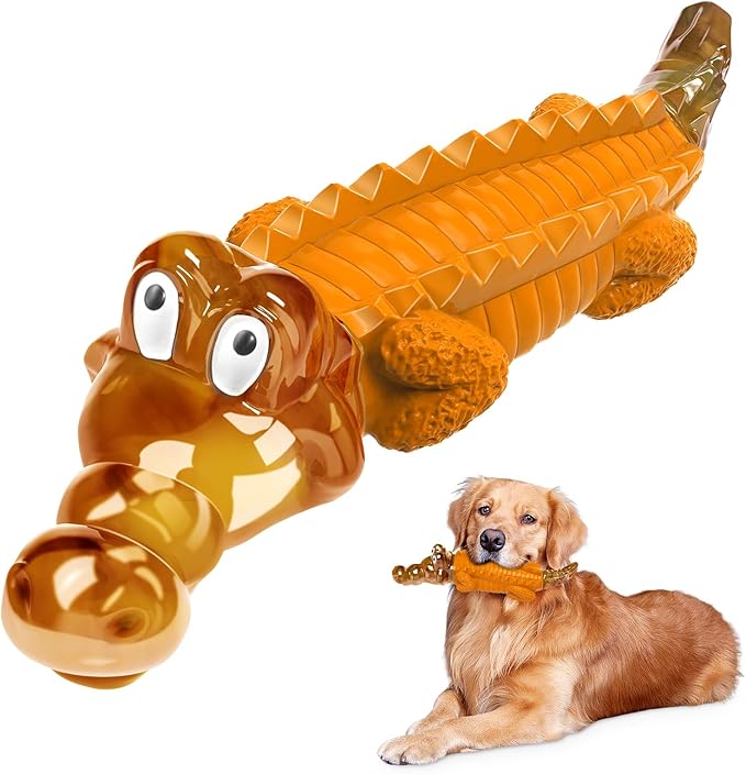 Jeefome Dog Toy for Aggressive Chewers – Dog Chew Toy for Small&Medium & Large Dogs, Tough Dog Toy for Boredom & Anxiety Relief（Orange）