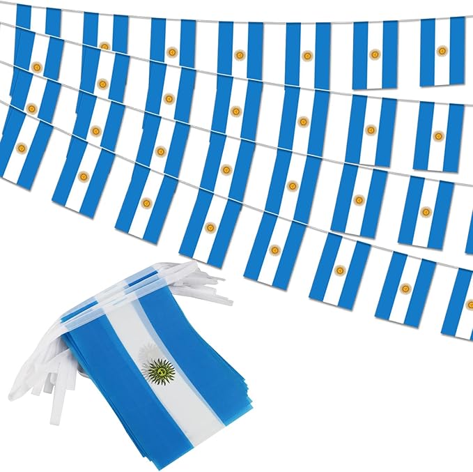 Argentina String Flag Pennant Banner - 38 Flags, 42 Feet Small Mini Argentinian Flags Bunting Banner for Country Decoration, School, Party, Sports Event