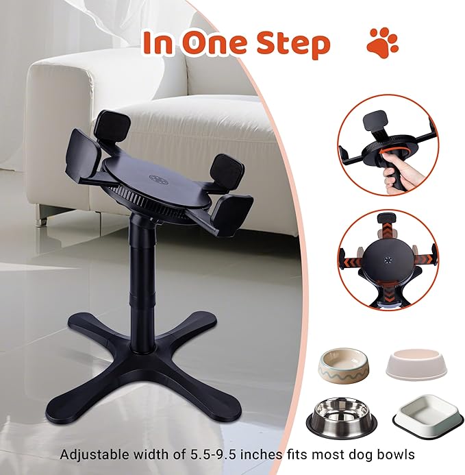 Elevated Adjustable Dog Bowl Feeding Stand, 3 Heights and Tiled Ajudst, Compatible with Moost Feeding Bowls, Great for Medium Large Dogs (2 Pack-C)