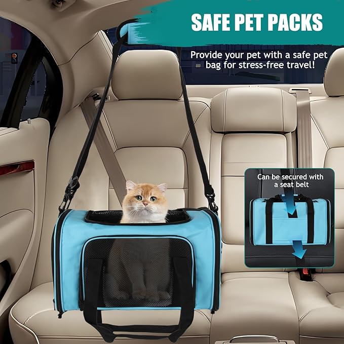 Top tasta Dog Cat Carrier Pet Carriers for Small Medium Large Cats Dogs Carrier Soft Sided Small Puppy Dog Carrier Portable Foldable Airline Approved Dog Cat Travel Carrier Blue Large
