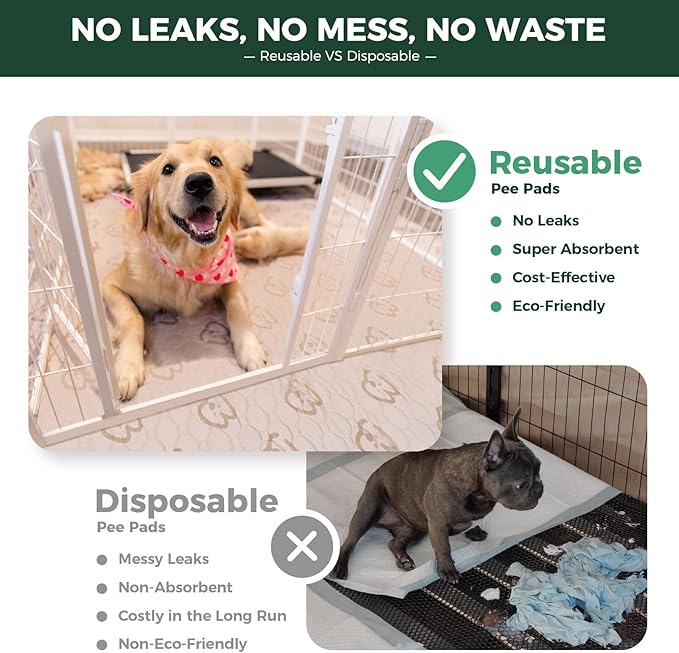 FXW Washable Pee Pads for Dogs, Leak-Proof & Non-Slip, Specifically Designed for FXW Rollick/Homeplus 32/40/45inch 6 Panels Dog Playpen, 35" Hexagon, Khaki, 1 Pack
