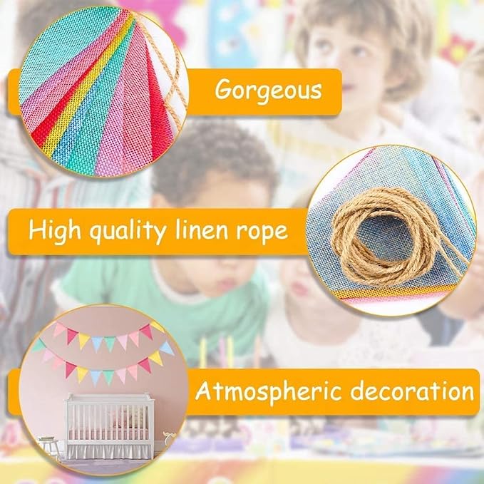 48Pcs Pennant Banner Flags, 52Ft Colorful Triangle Banners, Multicolor Bunting String Triangle Garland Flags for Birthdays Easter Classroom School Carnival Indoor Outdoor Party Decorations