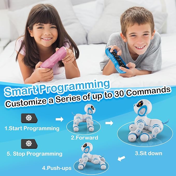 Contixo R3 Robot Dog Kids Toy - Remote Control Robots Interactive Smart Dancing Toy for Kids Boys Girls Toddler Age 3-12 Year Old Robotic Pet Birthday Gifts for Children Blue