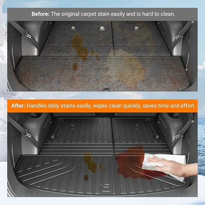 powoq Fuel Cargo Mat Compatible with 2026 Palisade Cargo Liner Trunk Mat Backrest Trunk Liner Replacement TPE for 2026 Palisade Accessories (Trunk Mat with Backrest Mats)