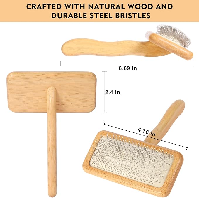 Dog Slicker Brush for Shedding & Grooming - Professional Dog Brush and Cat Brush with Coated Tips & Air-Cushion Design, Deshedding Tool Removes Undercoat Tangles & Loose Fur for Long/Short Hair Pets