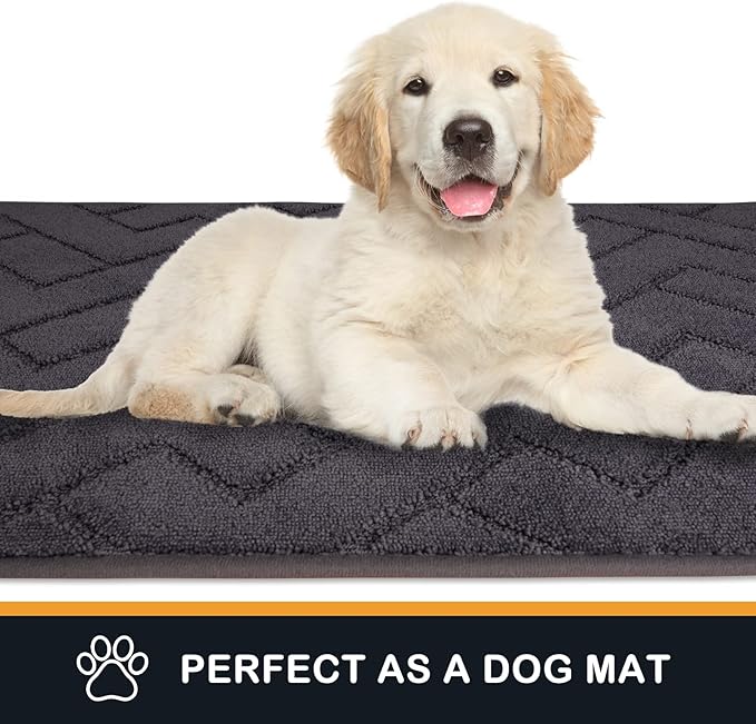 PURRUGS Dirt Trapping Door Mat 24" x 59", Non-Slip Machine Washable Entry Rug, Dog Doormat, Indoor Front Door Mat, Super Absorbent Entryway Rug for Muddy Shoes & Paws, Grey