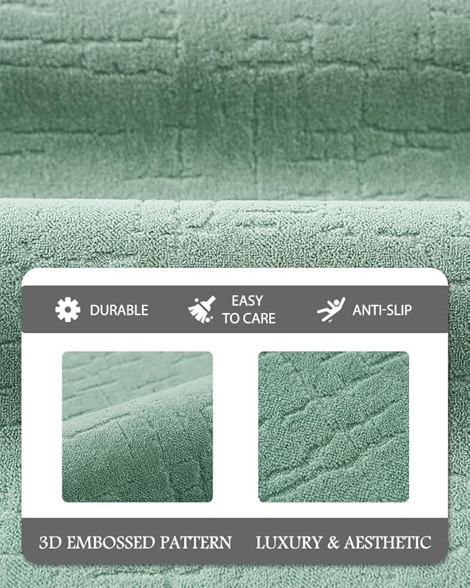 AMOAMI-Bath Mat-Absorbent Quick Dry Bathroom Floor Mats-Washable Rubber Backing Bath Mats for Bathroom Rugs Fit Under Door-Bath Rug for in Front of Sink Bathtub Shower Room, Moss 24''x70''