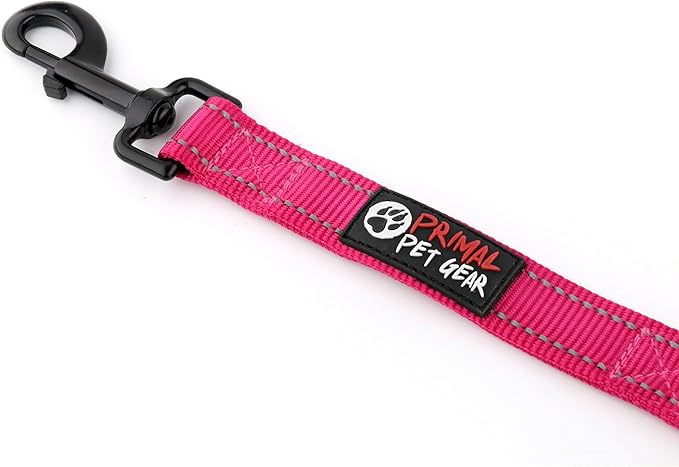 Primal Pet Gear Dog Leash 6ft Long,Traffic Padded Two Handle,Heavy Duty,Reflective Double Handles Lead for Control Safety Training,Leashes for Large Dogs or Medium Dogs,Dual Handles Leads(Pink)