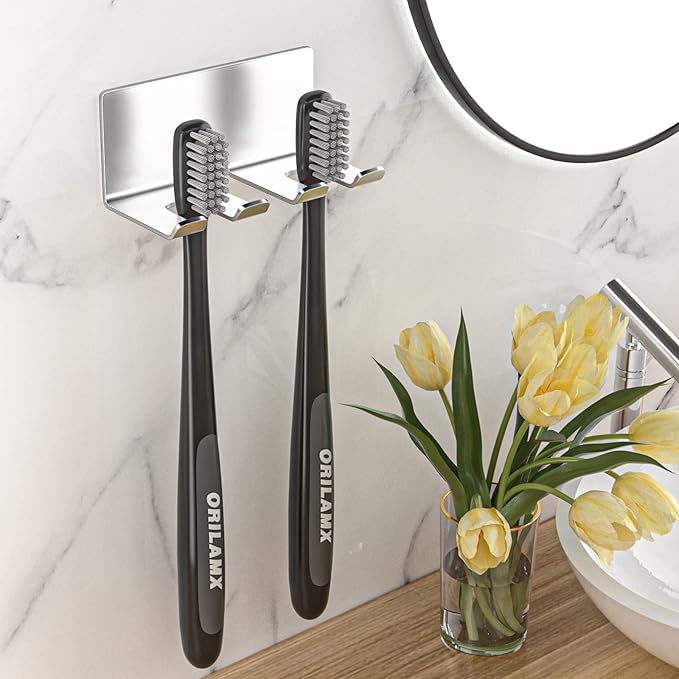 Electric Toothbrush Head Holder, Toothbrush Holders Wall Mounted, Electric Toothbrushs Holder, Bathroom Shower Tooth Brushing Holder, Tooth Brush Head Holder Organiser (Silver, Small)