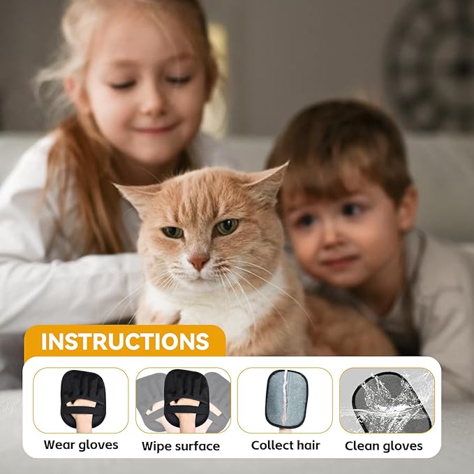 Pet Hair Removal Glove,Pet Hair Remover for Cat & Dog,New Upgraded Electrostatic Gloves Pet Hair,Reusable Electro Static Pet Hair Remover Electrostatic Gloves & Dog Hair Collector Keychain