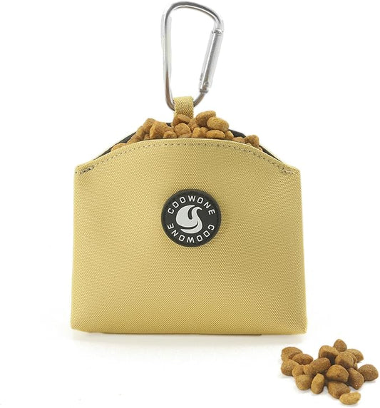 COOWONE Dog Treat Pouch Magnetic Closure Small Dog Training Treat Pouch Pocket Sized Small Dog Treat Pouch with Clip (Khaki)