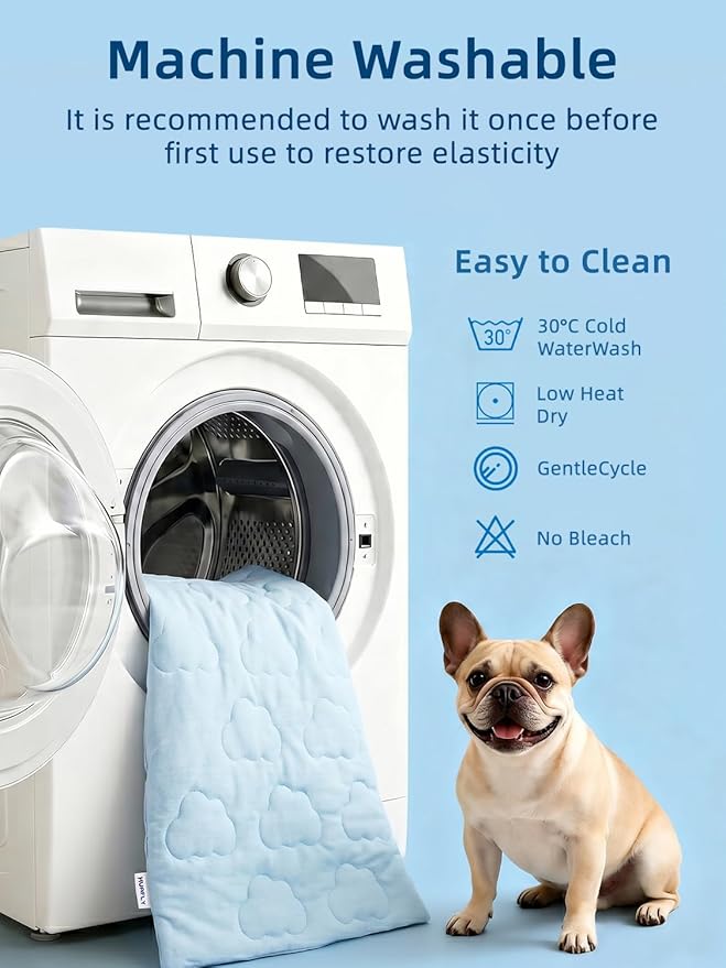 Huafly Dog Cooling Mat,Dual-Sided Cooling Mat for Dogs–Cooling Fabric for Summer,Velvet for All Seasons–Portable for Crate,Car Seat,Sofa&Floor,Machine Washable,Keeps Cats,Dogs&Puppies Cool,Cloud Blue