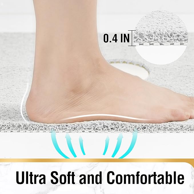 HITSLAM Square Shower Mat, 40 x 40 Inch Non Slip Bath Mat for Tub, Soft PVC Loofah Bathtub Mats with Drain Holes, Quick Drying Bathroom Stall Floor Mat, Bathroom Accessories Without Suction Cup, White