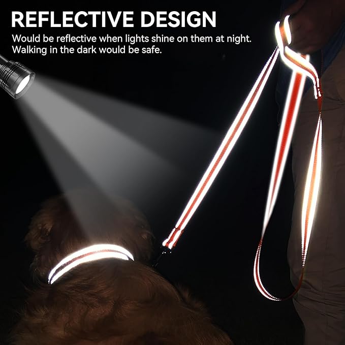 Joytale Dog Leash, 6 FT Double-Sided Reflective, Padded Handle Nylon Heavy Duty Leashes for Medium & Large Dogs Walking, Orange