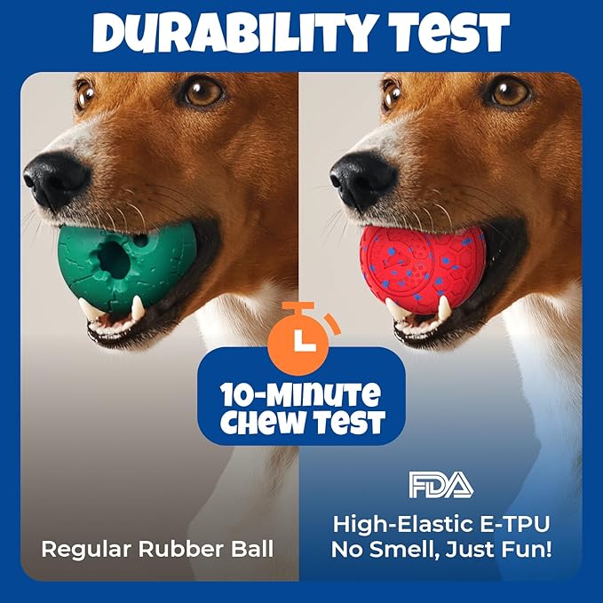 Fsitego Dog Balls: Interactive Dog Ball Auto Rolling - Interactive Dog Toys for Aggressive Chewers - Bouncy & Throwable, Type-C Rechargeable, Washable, for Small & Medium & Large Dogs – Red