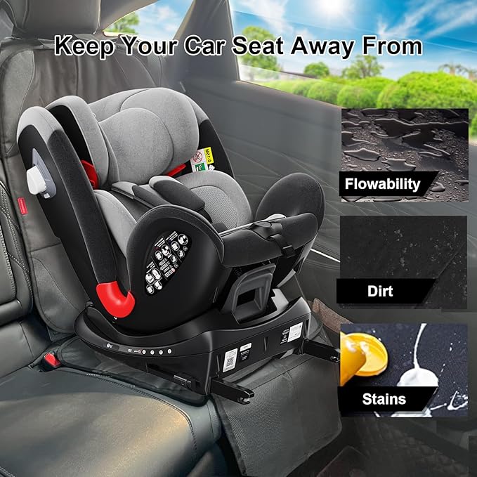 MORROLS Car Seat Protector for Child Seats,1 Pack Car Seat Cushion,Waterproof Fabric Car Seat Covers for Non-Slip Backing Mesh Pockets for Baby,Pet,SUV, Sedan and Trunk(Black)