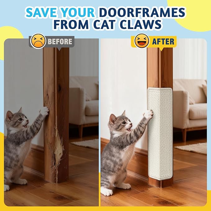 Door Protector from Cat Scratching 19.6" x 7.8" Cat Wall Corner Scratcher, Anti Scratch Door Frame Furniture Protector for Indoor Cats
