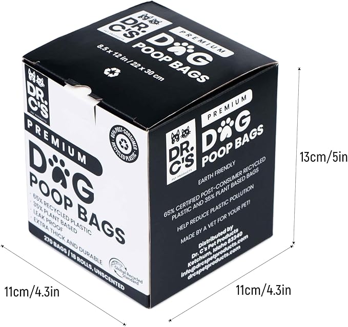 Certified 65% PCR (Post Consumer Recycled) Plastic and 35% Plant Based, ONE OF A KIND, Dog Poop Bags - 120 Bags / 8 Rolls, NO NEW PLASTICS USED, Unscented, Earth Friendly, USA Owned