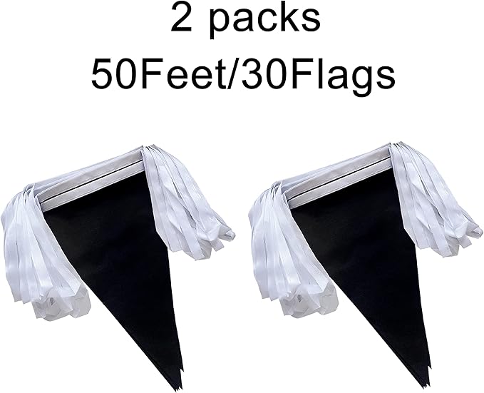 100 Feet Black Pennant Banners Flags String Hanging Triangle Bunting Flags,Party Decorations for Grand Opening,Kids Birthday,Carnival,60 PCS
