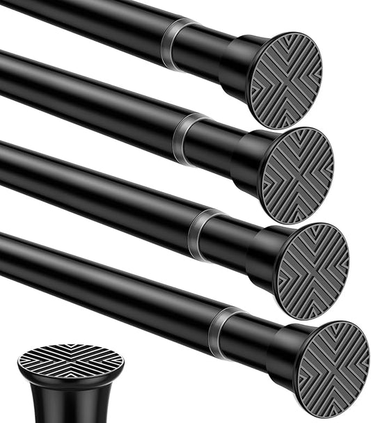 4pack Spring Tension Rods 23-46 Inch Adjustable Black Tension Rod Spring Curtain Rod Extendable Spring Loaded Curtain Rods Tension Rod for Curtains,Closet,Kitchen