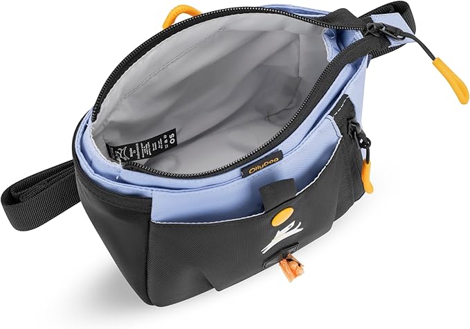 OllyDog Backcountry Day Bag | Hands-Free Dog Training Treat Pouch | Fanny/Hip Pack with Zipper Closure & Built-in Poop Bag Dispenser | Removable Waist Clip (Blue Heron)