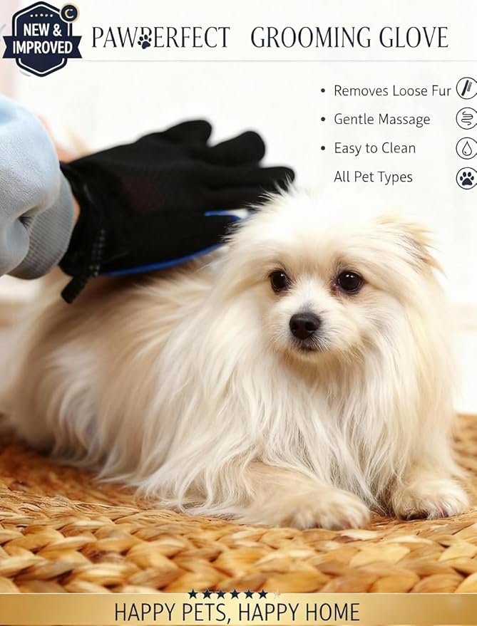 Pet Hair Remover Glove - Gentle Deshedding Brush Glove for Dogs & Cats - Enhanced Grooming & Massage Tool for Long and Short Fur - Perfect for Shedding and Bathing