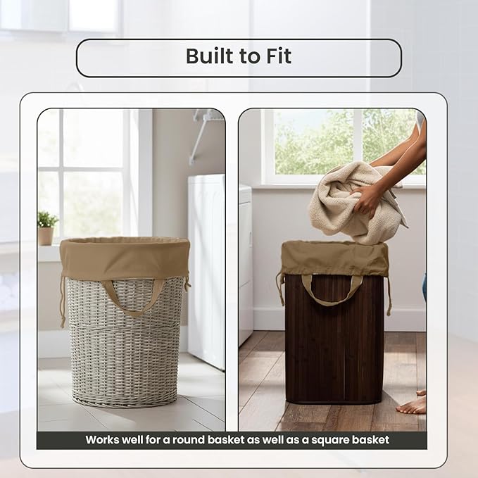 LFH Home Cotton Canvas Large Laundry Bag with Handle, Heavy Duty Drawstring Closure Washable Laundry Bags, School Travel, Home, Hotel, College Dorm, Organizer Sack, Toys Clothes 28x36-Beige