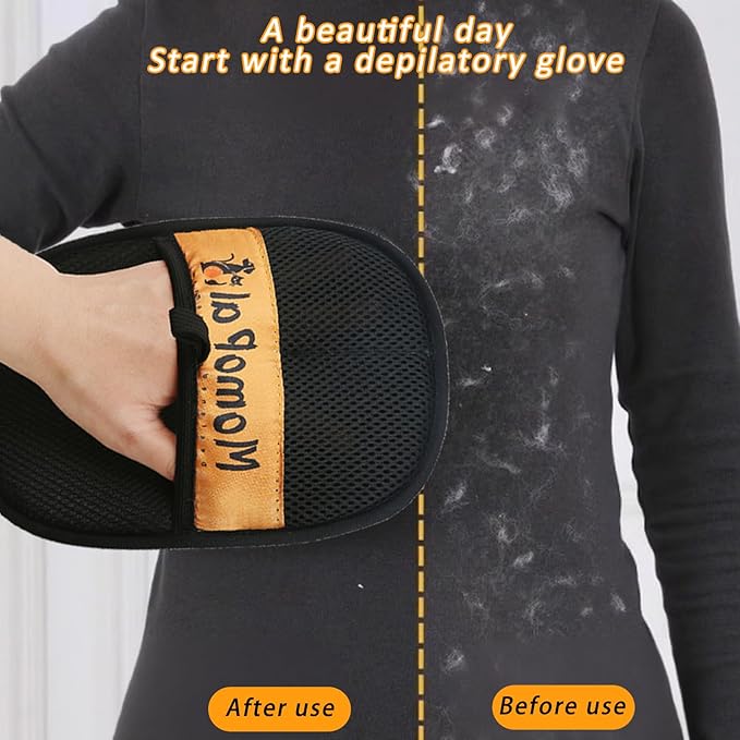 QISHENG - Pet Hair Removal Glove for Dogs & Cats,Reusable/Washable/Electrostatic Mitt for Furniture, Couch, Carpet, Car Seat&Clothing. Quick Cleaning Grooming Glove, 2Pcs
