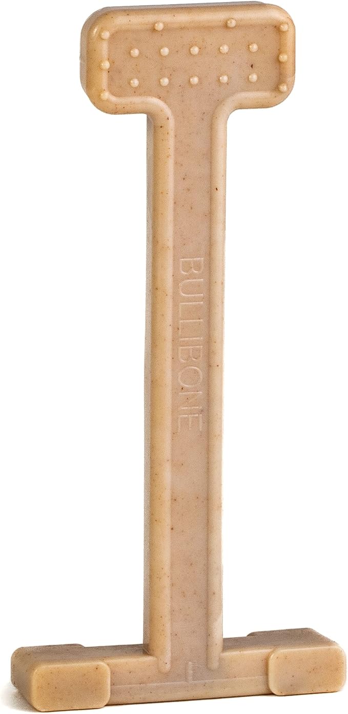 Bullibone Nylon Dog Chew Toy Nylon Bone - Improves Dental Hygiene, Easy to Grip Bottom, and Permeated with Flavor (Beef, Large - Single)