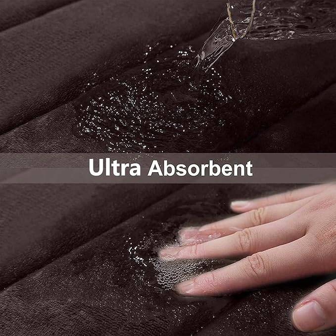 Buganda Memory Foam Bath Mat, 47" x 17", Ultra Soft and Non-Slip Bathroom Rugs, Water Absorbent and Machine Washable Bath Rug Runner for Bathroom, Shower, and Tub, Brown