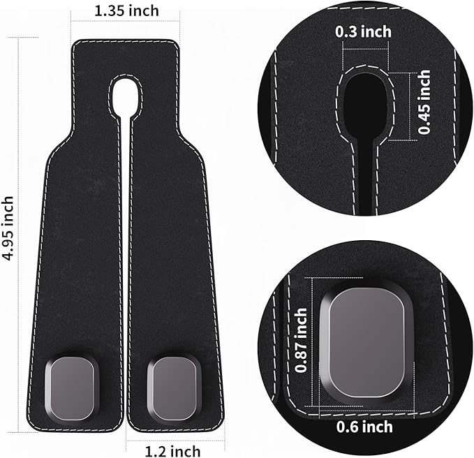 BiYiQi Headrest Hooks for Car, Seat Back Storage Hook Leather Alloy Car Purse Hook, Car Seat Storage Hanger, Car Hooks for Purses, Bags, Handbags,(2 Pack),Black