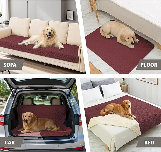 Ameritex Pet Bed Cover Dog Bed Blanket for Sofa and Furniture Waterproof New Pattern Design (40x50 Inch, Burgundy)