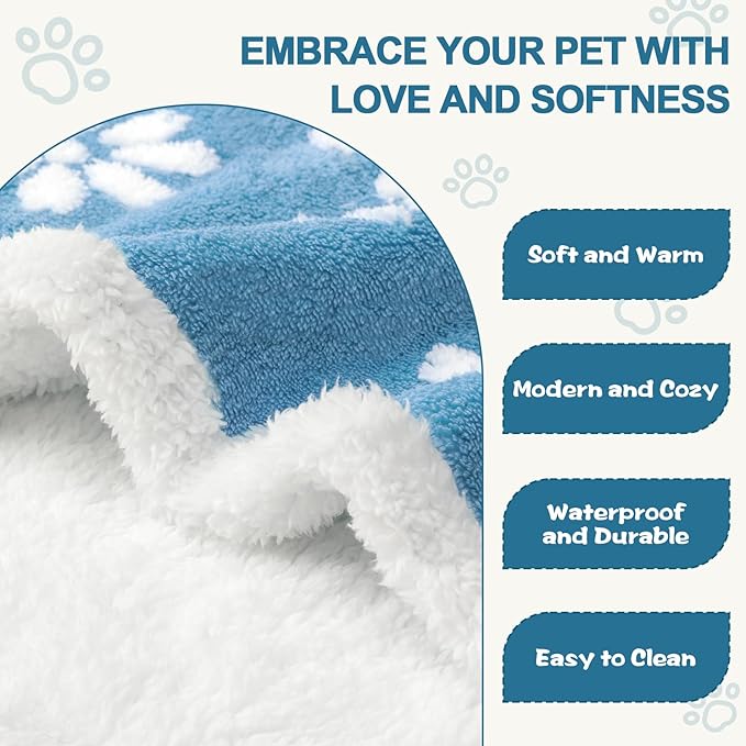Yaning Waterproof Blanket for Dog Puppy Cat, Cute 3D Textured Flower Dog Blanket for Bed Couch Sofa, Soft Liquid Pee Proof Furniture Protector, 30"x40", Blue