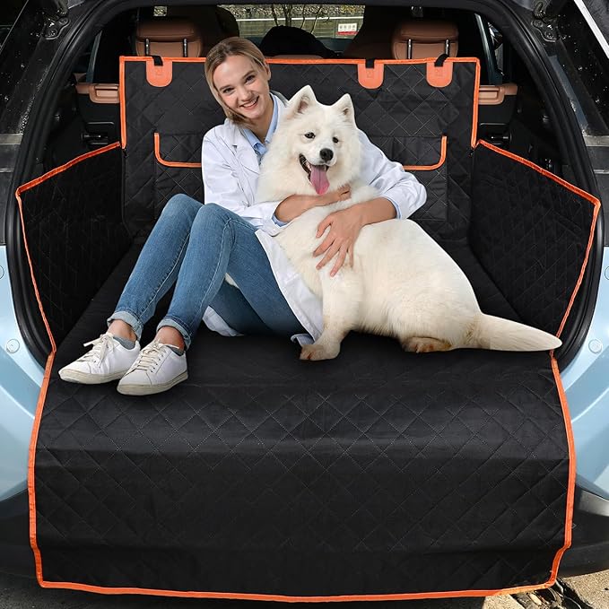 NESTROAD SUV Cargo Liner for Dogs, Waterproof Dog Cargo Cover for SUVs,Sedans,Vans,Nonslip Dog Seat Cover with Bumper Flap Protector,Universal Fit,Black,Large