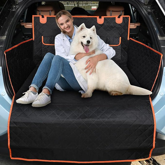 NESTROAD SUV Cargo Liner for Dogs, Waterproof Dog Cargo Cover for SUVs,Sedans,Vans,Nonslip Dog Seat Cover with Bumper Flap Protector,Universal Fit,Black,Large