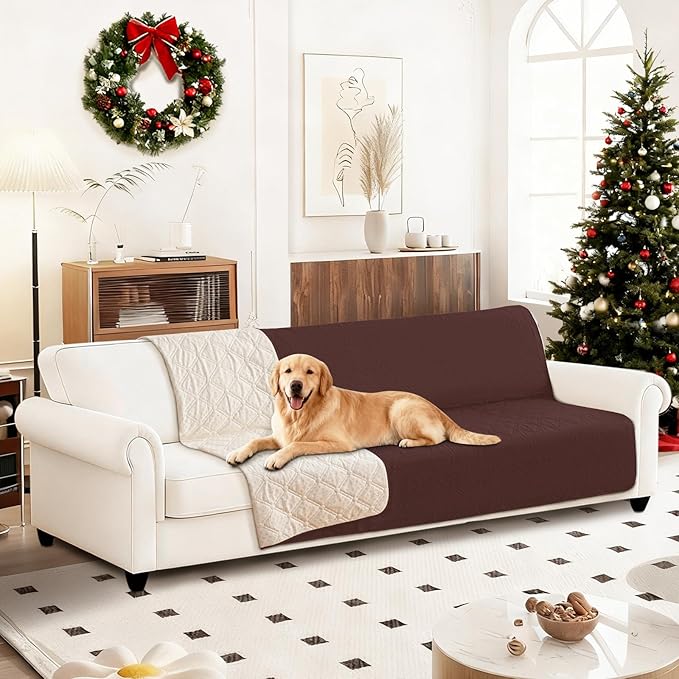 CYCMACO Waterproof Couch Covers for Pets, Waterproof Dog Bed Cover, Anti-Slip Soft Dog Blankets, Couch Cover for Dogs Washable, Pet Blanket for Puppy Large Dogs Cat (82x102 Inch, Coffee)