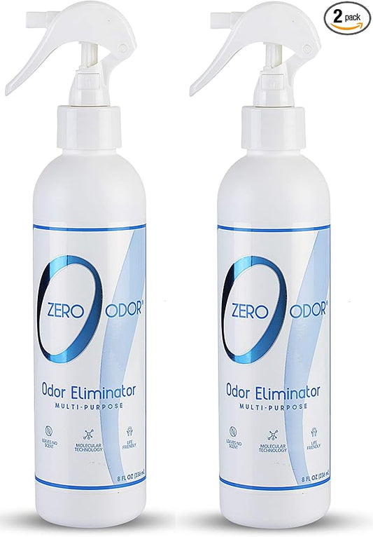 Zero Odor - Multi-Purpose Strong Odor Eliminator for Home, Office, Car, Bathroom, Hotel, Room Deodorizer, and Odor Neutralizer, 8oz Two Pack