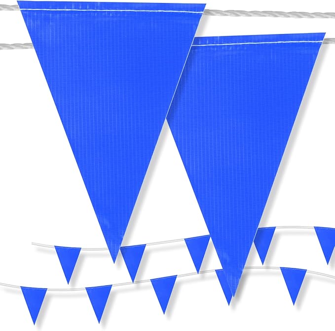 Pennant Safety Flags, Flagging Banner Warning Flag, Marking Flags on String for Parking Lot Events, Traffic Barrier Line, Yard Roof Perimeter, Boundary Construction Workplace 100ft 7x10inch