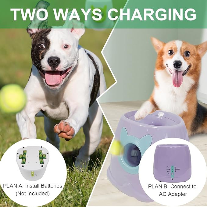 Automatic Dog Ball Launcher for Small to Medium Sized Dogs, Dog Interactive Toy Pet Ball Thrower with Balls (Yellow)