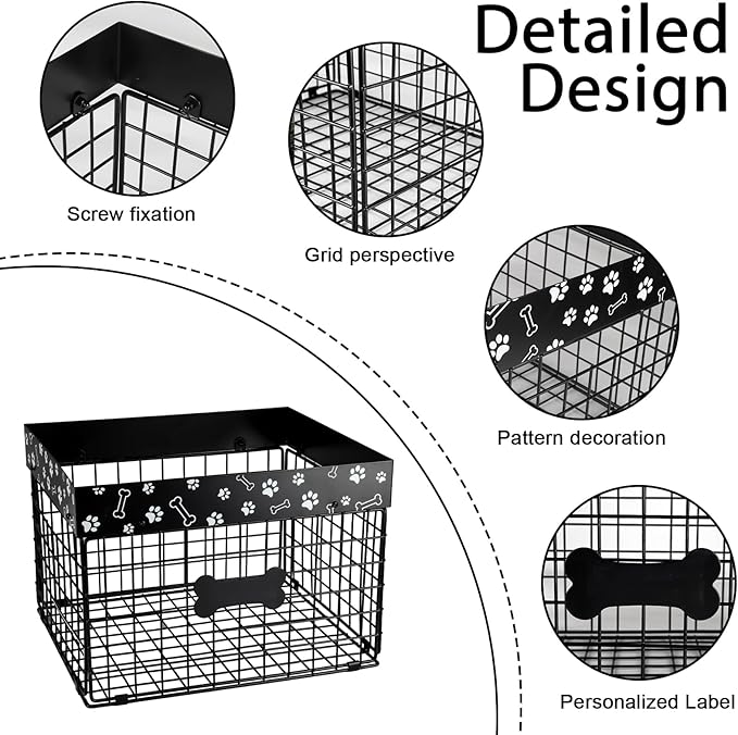 Faihats Large Metal Dog Toy Basket Foldable, Dog Toy Storage Bin & Box for Living Room Area, Pet Toy Chest Organizer, Puppy Toys Container Holder, dog toys baskets medium Chest Toybox & Boxes