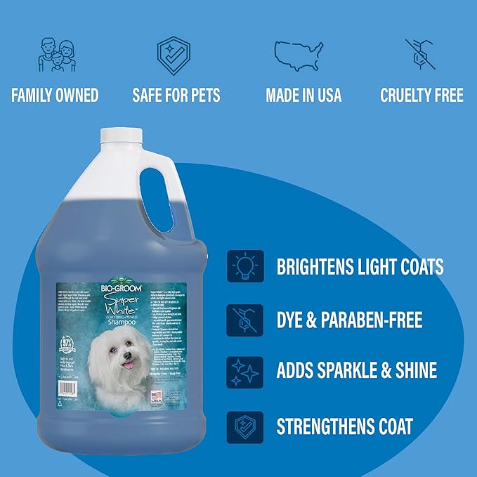 Bio-Groom Super Whitening Dog Shampoo - Whitening Pet Shampoo, Dog Bathing Supplies, Puppy Wash, Dog Grooming Supplies, Cruelty-Free - 32 fl oz 1-Pack