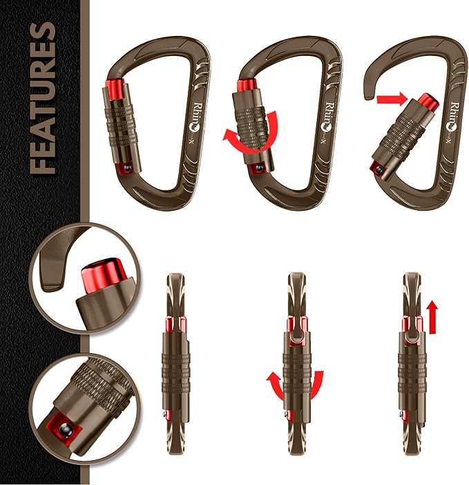 12kN (2697 lbs) Heavy Duty Carabiner Clips, for Securing Pets, Outdoor, Camping, Hiking, Hammock, Dog Leash Harness, Keychains